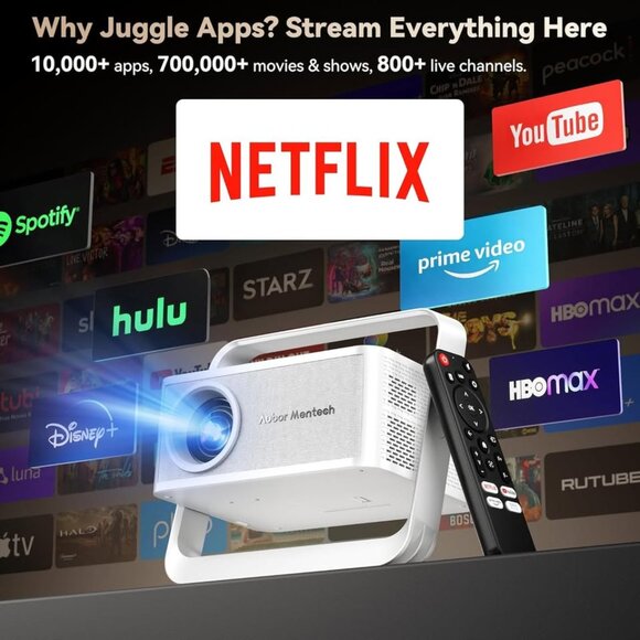 Smart 4K WiFi Bluetooth Projector, Native 1080P HDR10+ Portable Home Theater - Picture 5 of 9